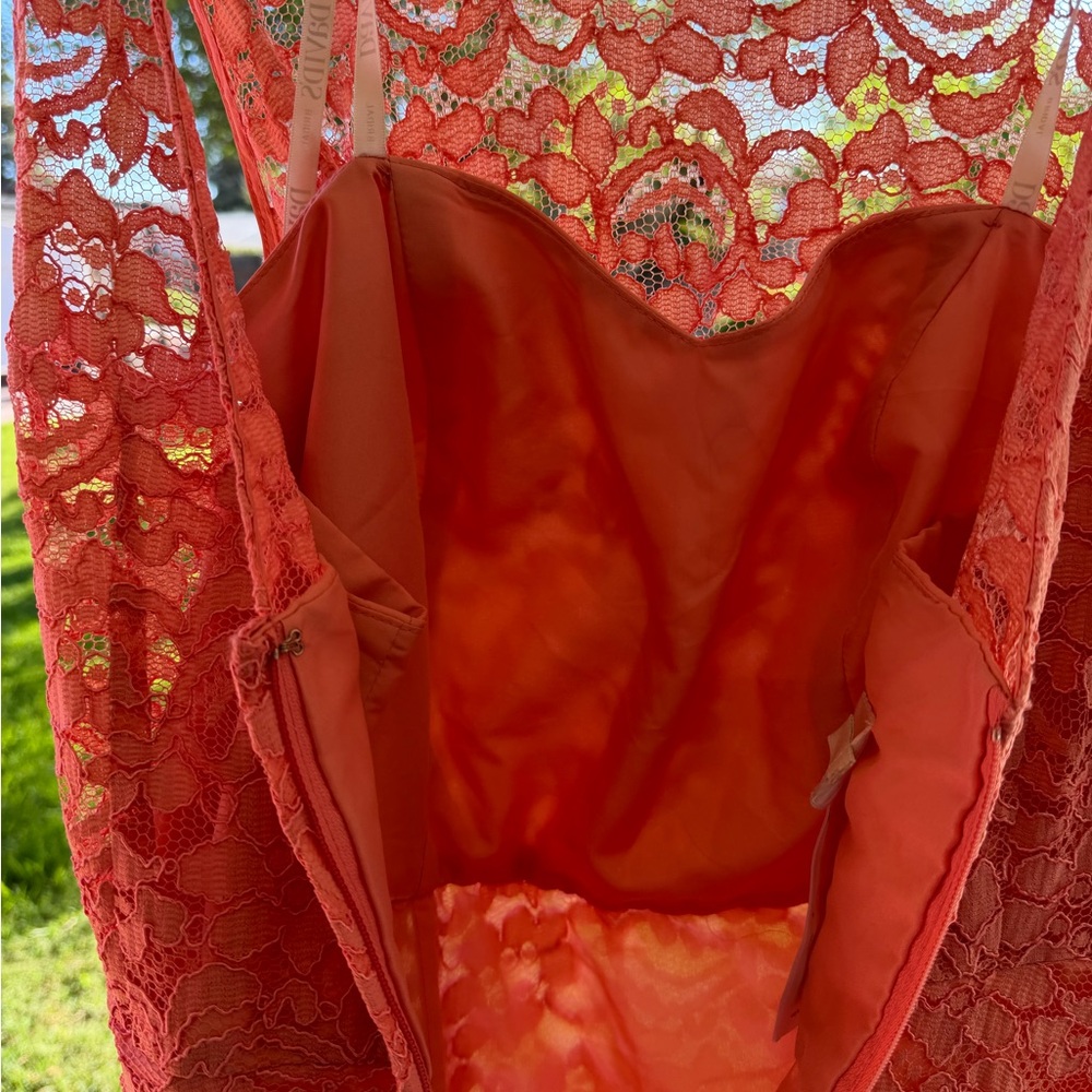 David's Bridal Coral Lace Cocktail Dress - Picture 6 of 6